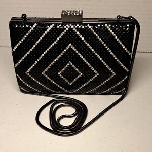 Vintage Whiting & Davis Black and Crystal Mesh Clutch Bag